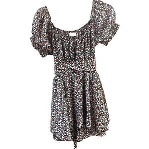 Altar’D State Floral Puff Sleeve Romper Sz M Mini Scoop Cottagecore Skandi